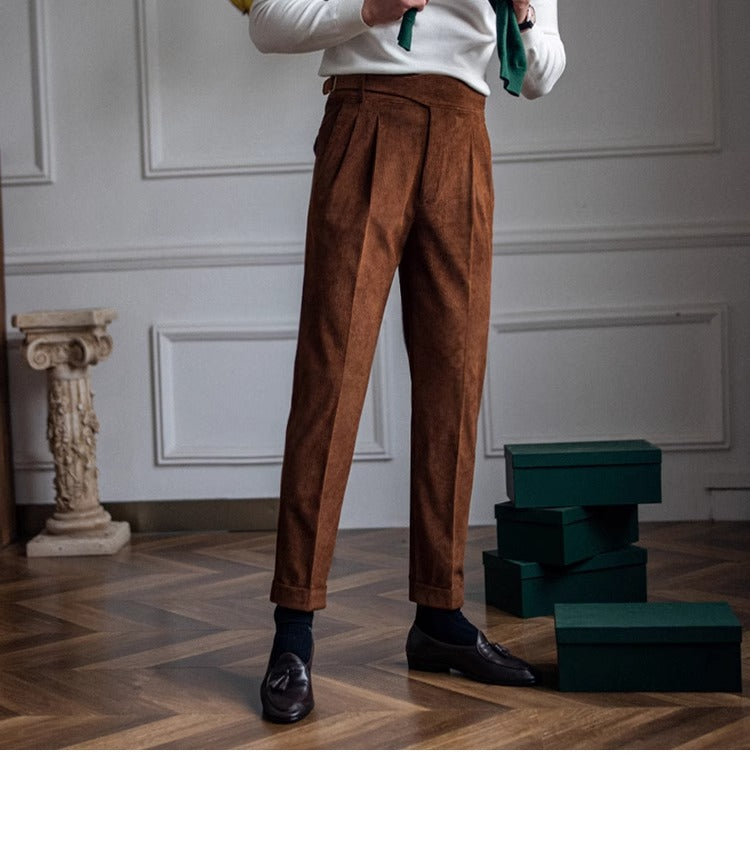 Men’s High-Waisted Corduroy Gurkha Trousers