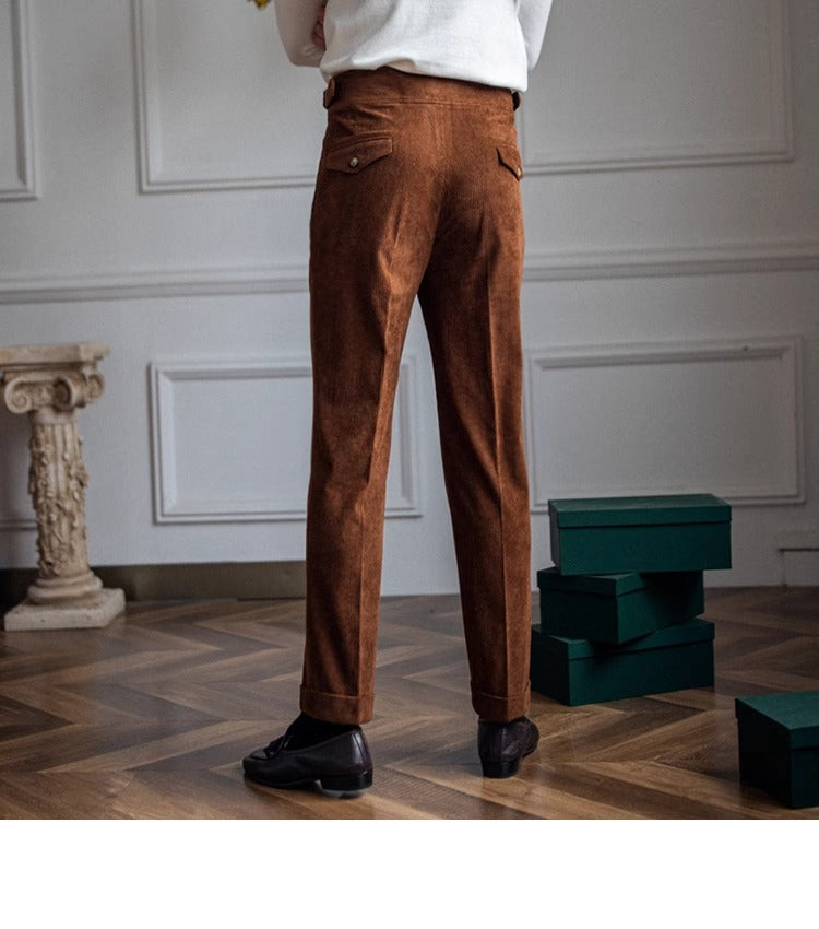 Men’s High-Waisted Corduroy Gurkha Trousers