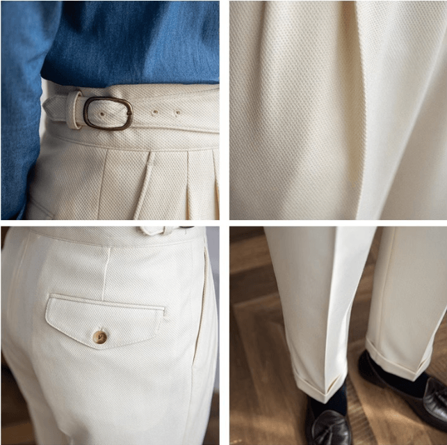Men’s Italian High-Waisted Pleated Dress Pants