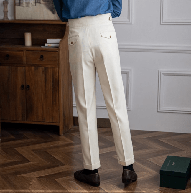 Men’s Italian High-Waisted Pleated Dress Pants