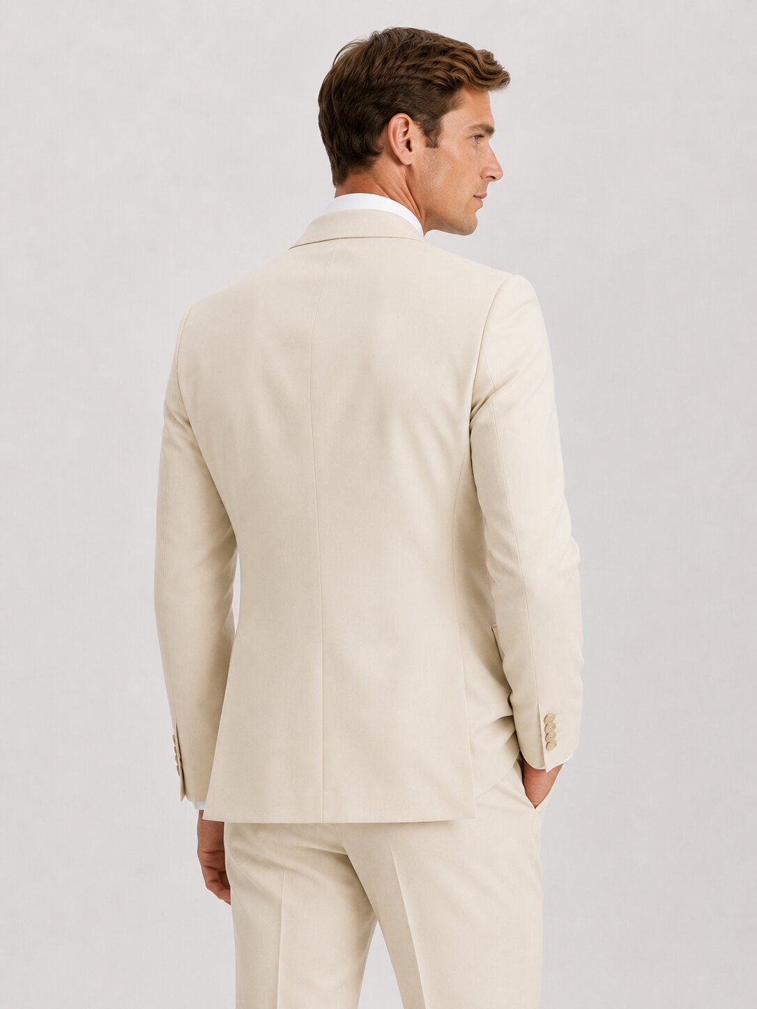 Men's Ivory Double Breasted 2 Piece Suit