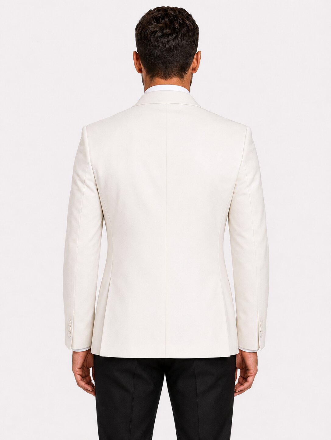 Men’s Ivory Shawl Lapel Tuxedo with Black Trousers