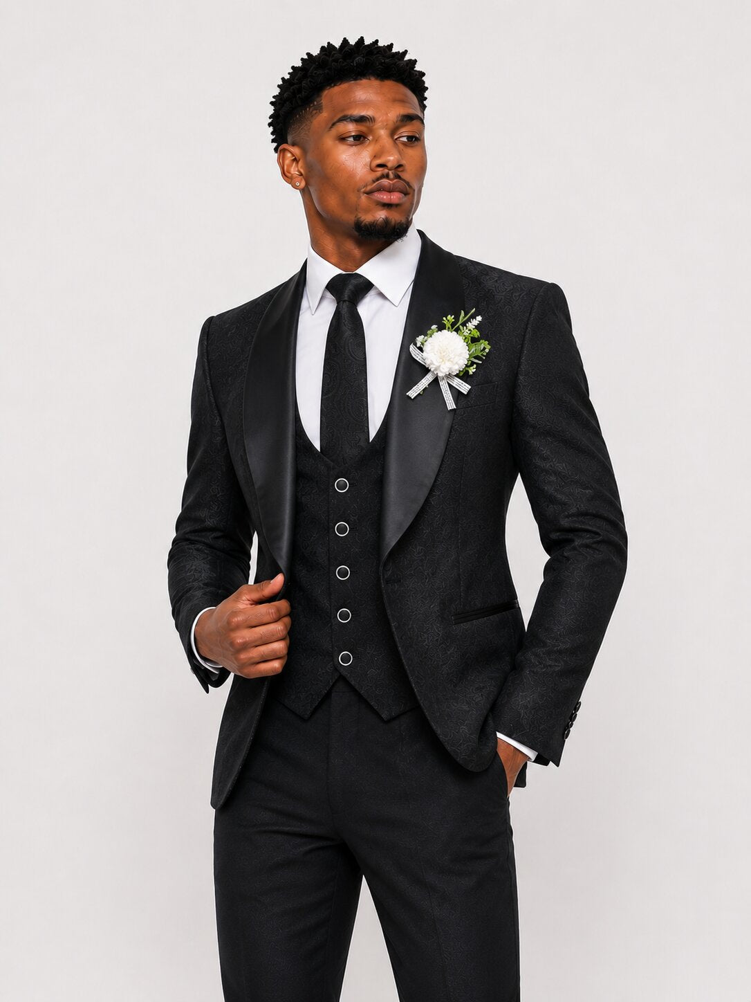 Men's Jacquard 3 Piece Tuxedo Suit
