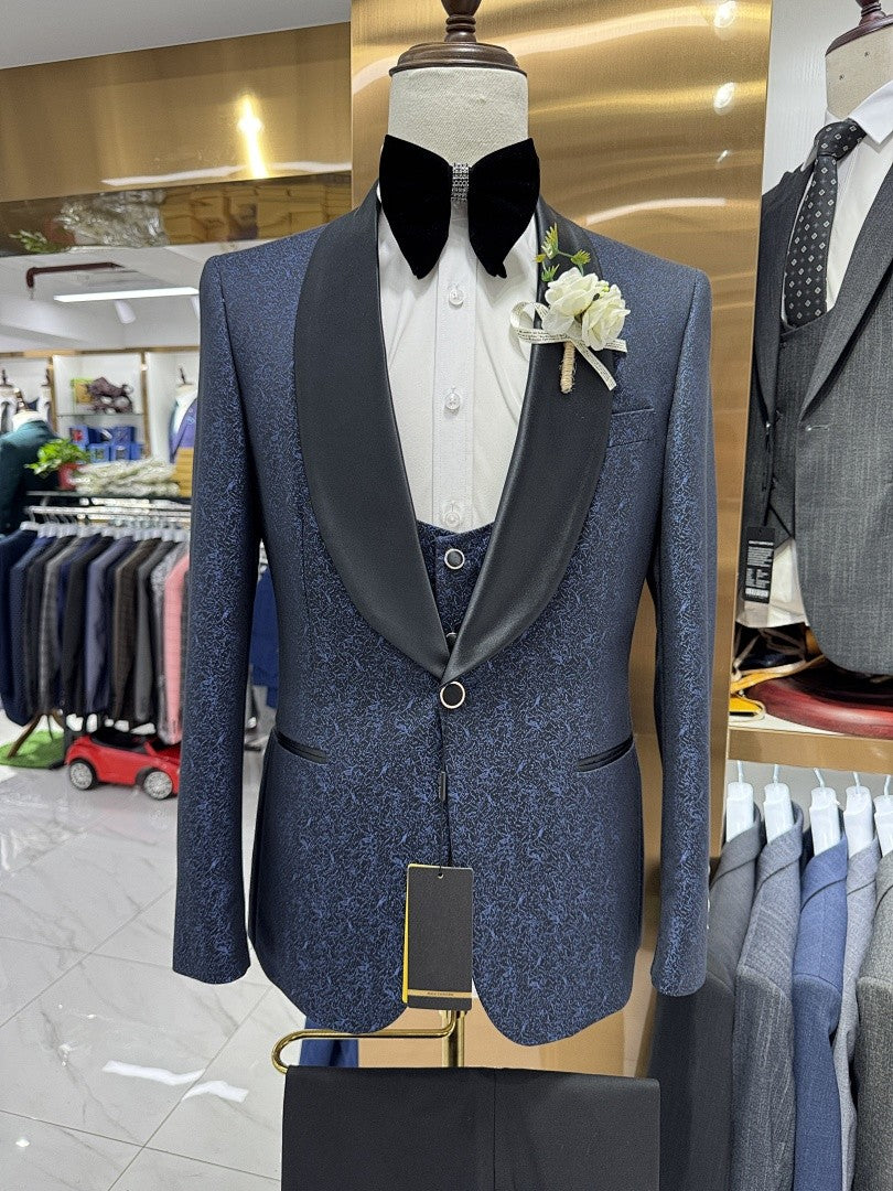 Men's Jacquard 3 Piece Tuxedo Suit