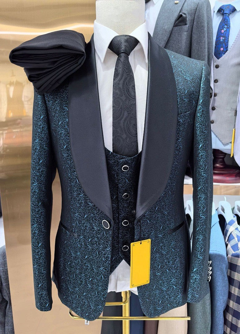 Men's Jacquard 3 Piece Tuxedo Suit