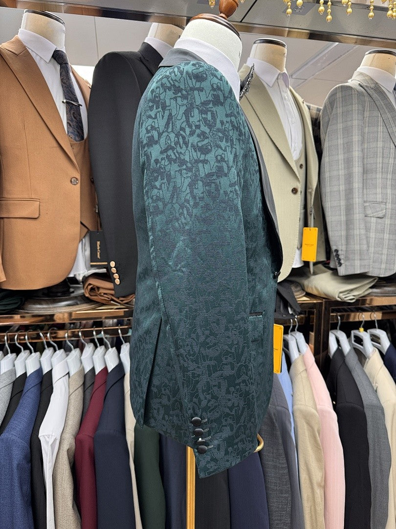 Men’s Jacquard Shawl Lapel 3 Piece Tuxedo Suit