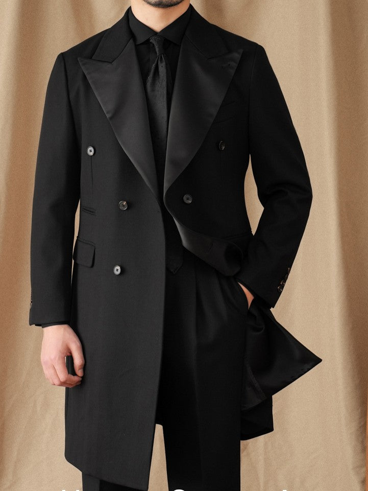 Men’s Longline Double-Breasted Tuxedo Blazer