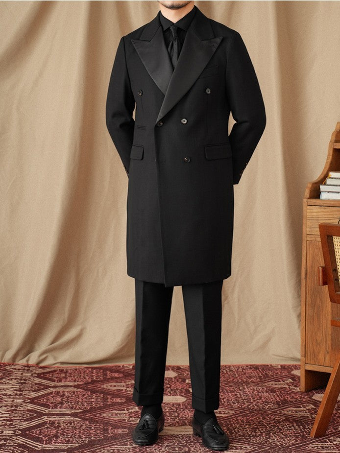 Men’s Longline Double-Breasted Tuxedo Blazer