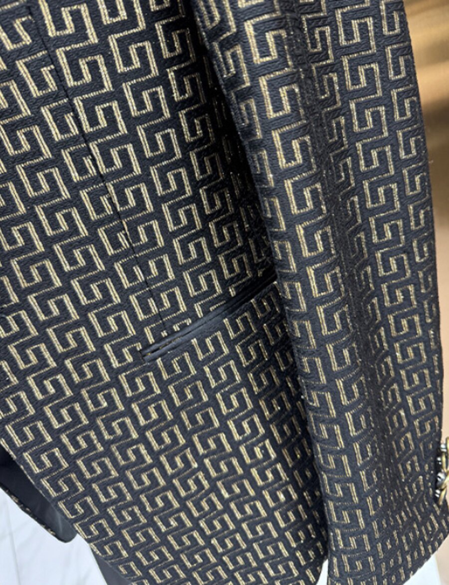 Men’s Geometric Pattern Tuxedo Suit 