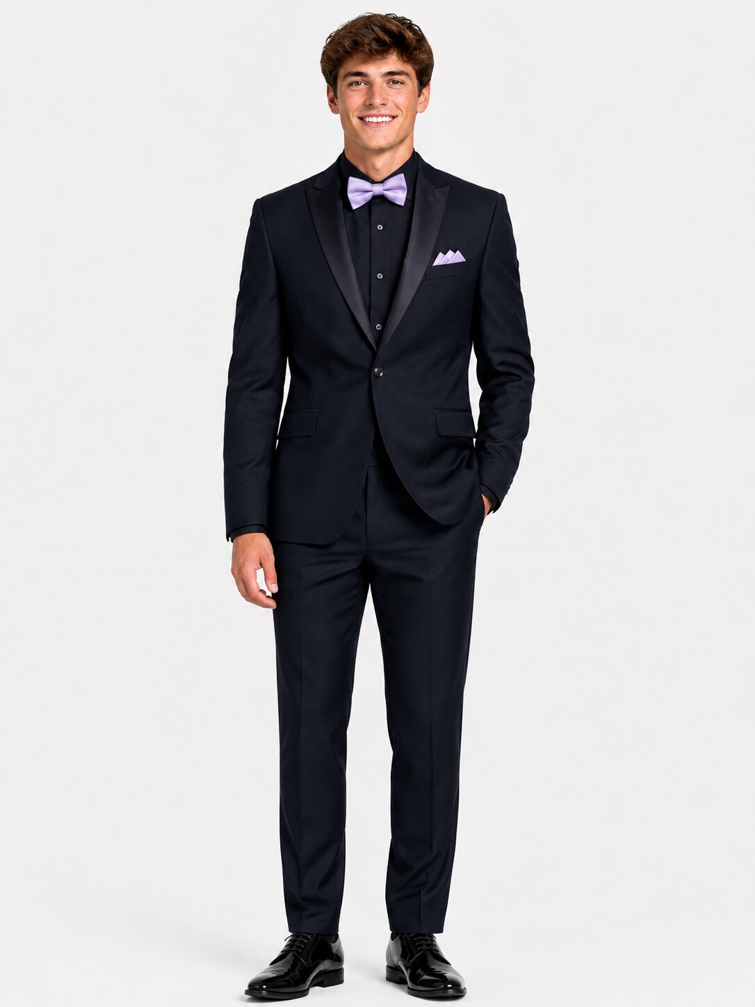 Black Homecoming Suit with Satin Lapel