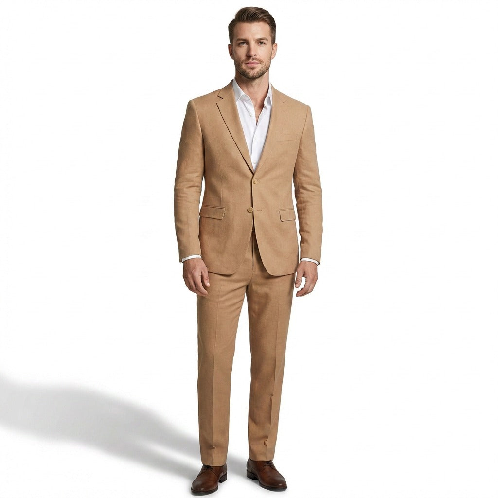 Men's Modern Linen Suit Set- Summer Casual Wedding Suit