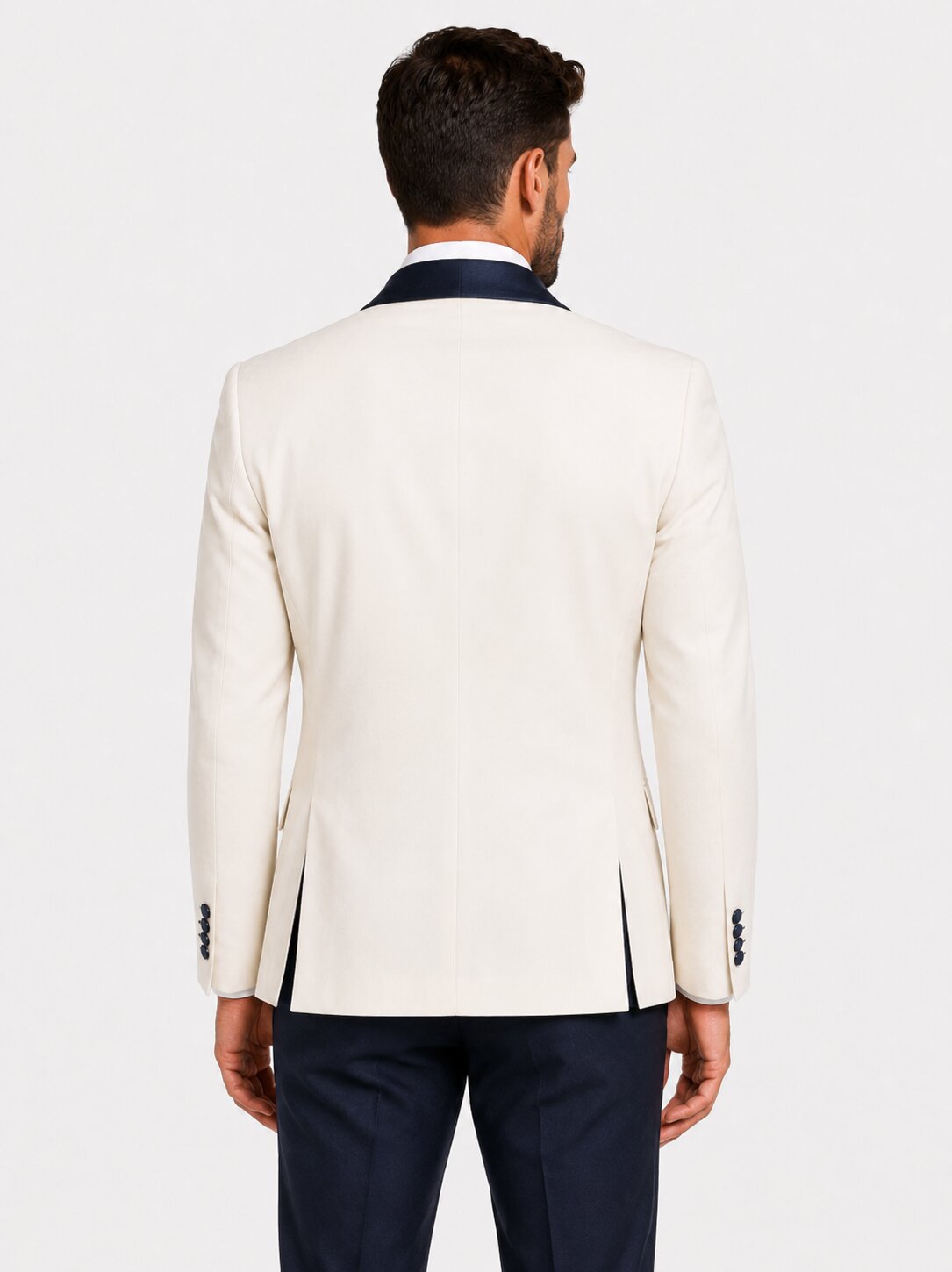 Men’s Ivory and Navy 3 Piece Wedding Tuxedo
