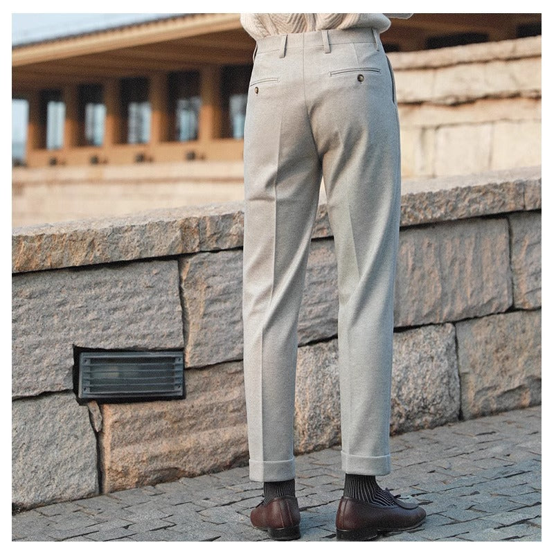Men’s Neapolitan Pleated Wool-Blend Trousers