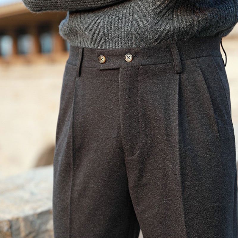 Men’s Neapolitan Pleated Wool-Blend Trousers