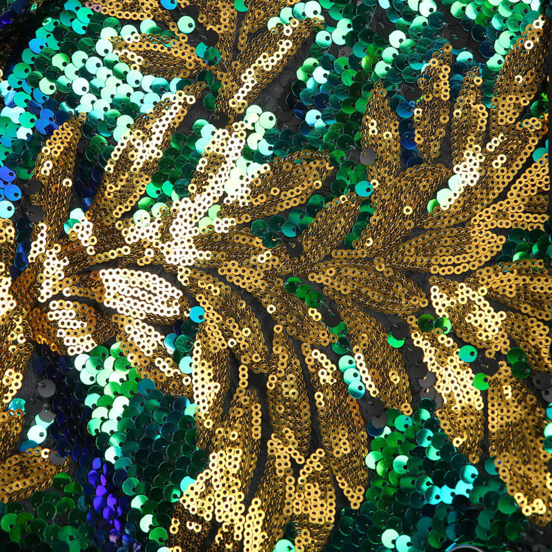 Men's Green & Gold Maple Leaf Sequin Prom Blazer