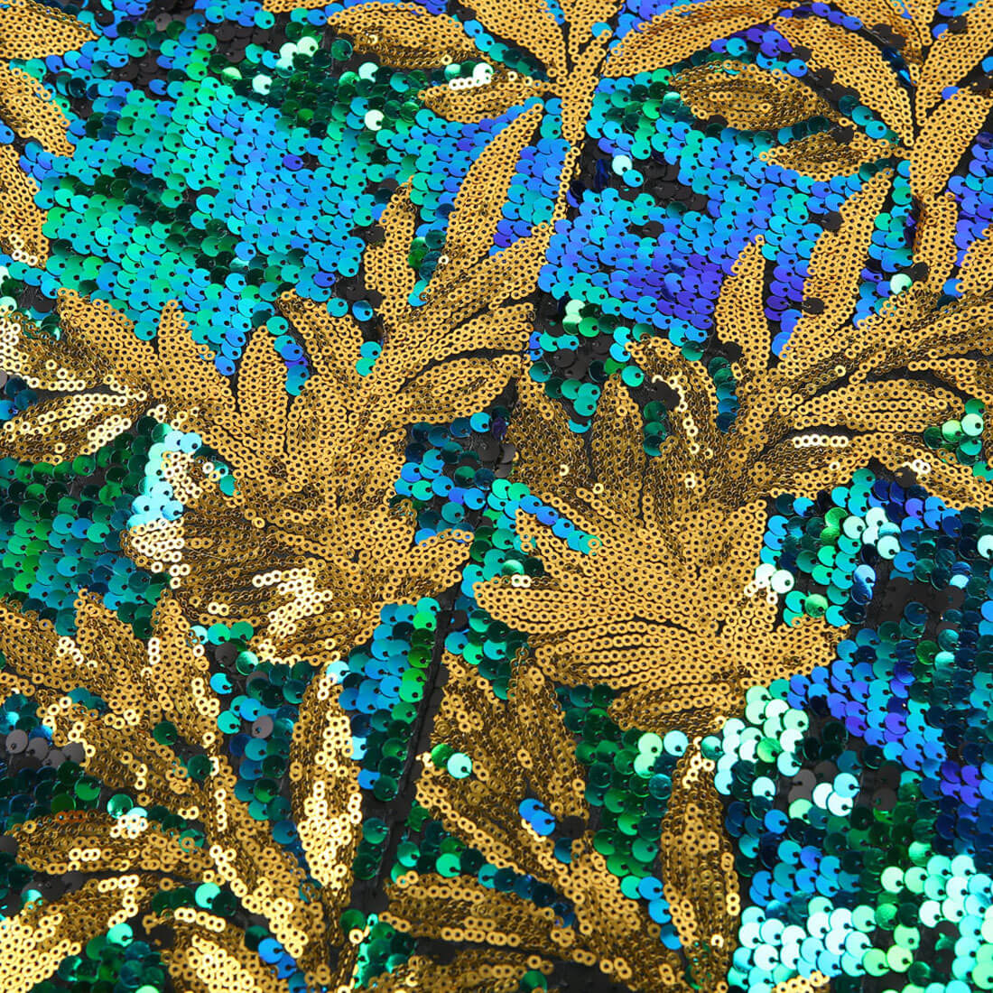 Men's Green & Gold Maple Leaf Sequin Prom Blazer