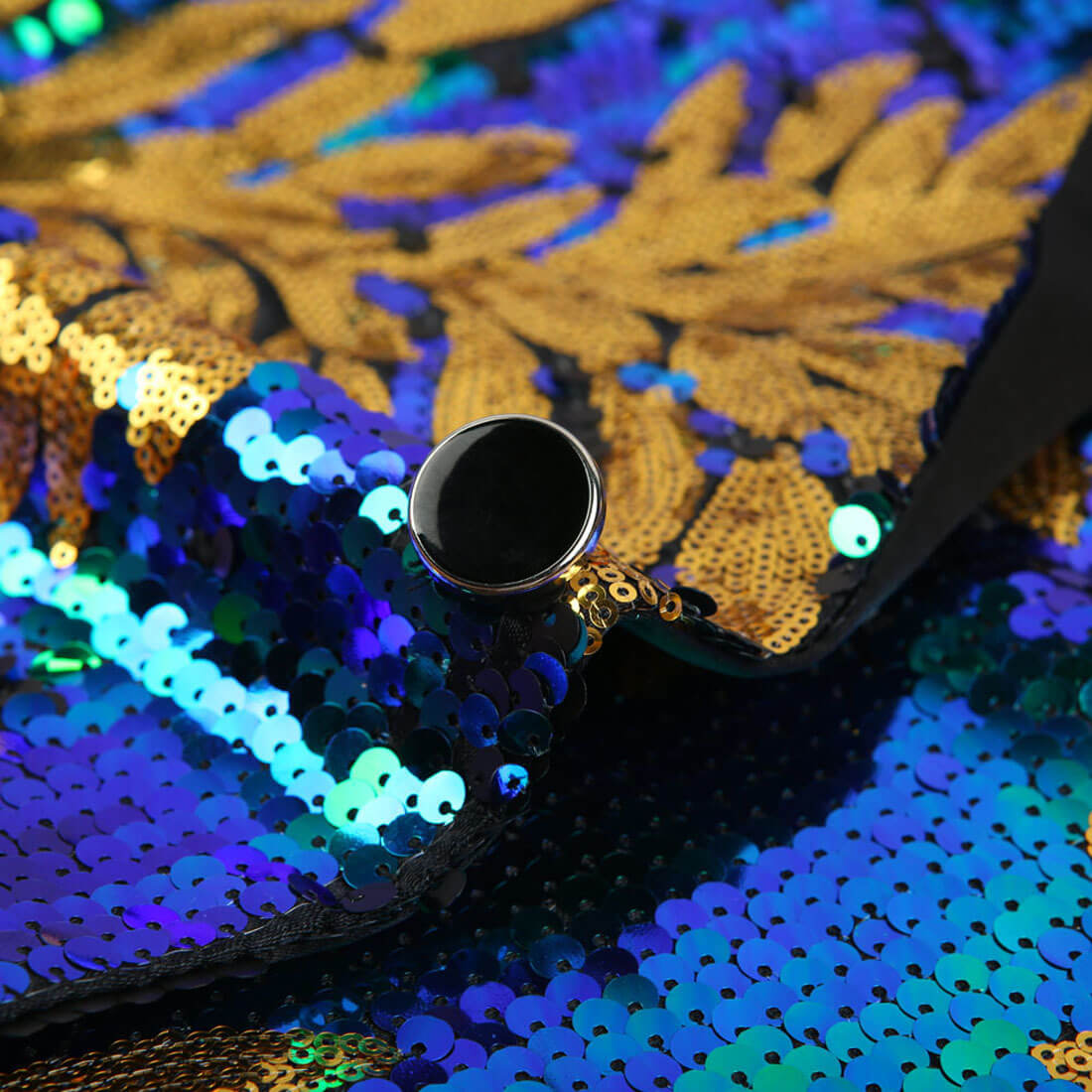 Men's Green & Gold Maple Leaf Sequin Prom Blazer