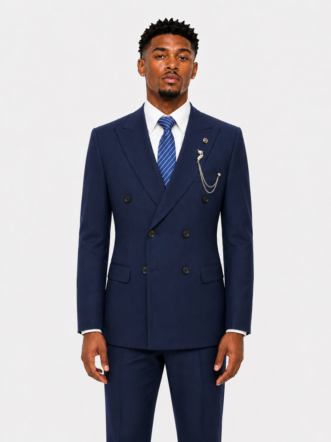 Men's Pinstripe Double Breasted Formal Suit