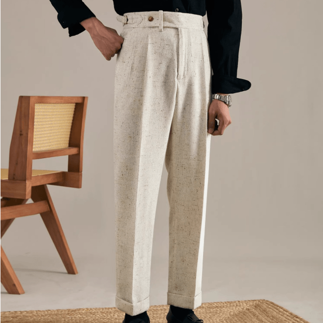 Men’s Relaxed High-Waisted Straight-Leg Dress Pants