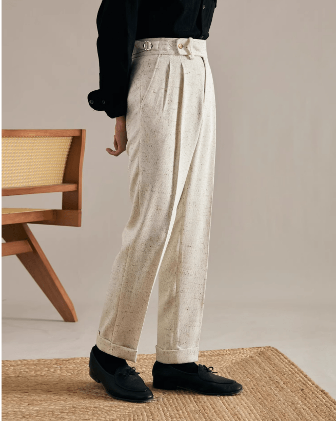 Men’s Relaxed High-Waisted Straight-Leg Dress Pants