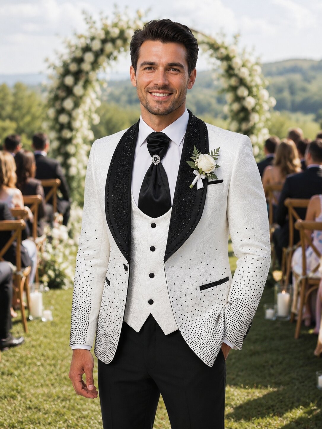 Men's Rhinestone Paisley Shawl Lapel Tuxedo