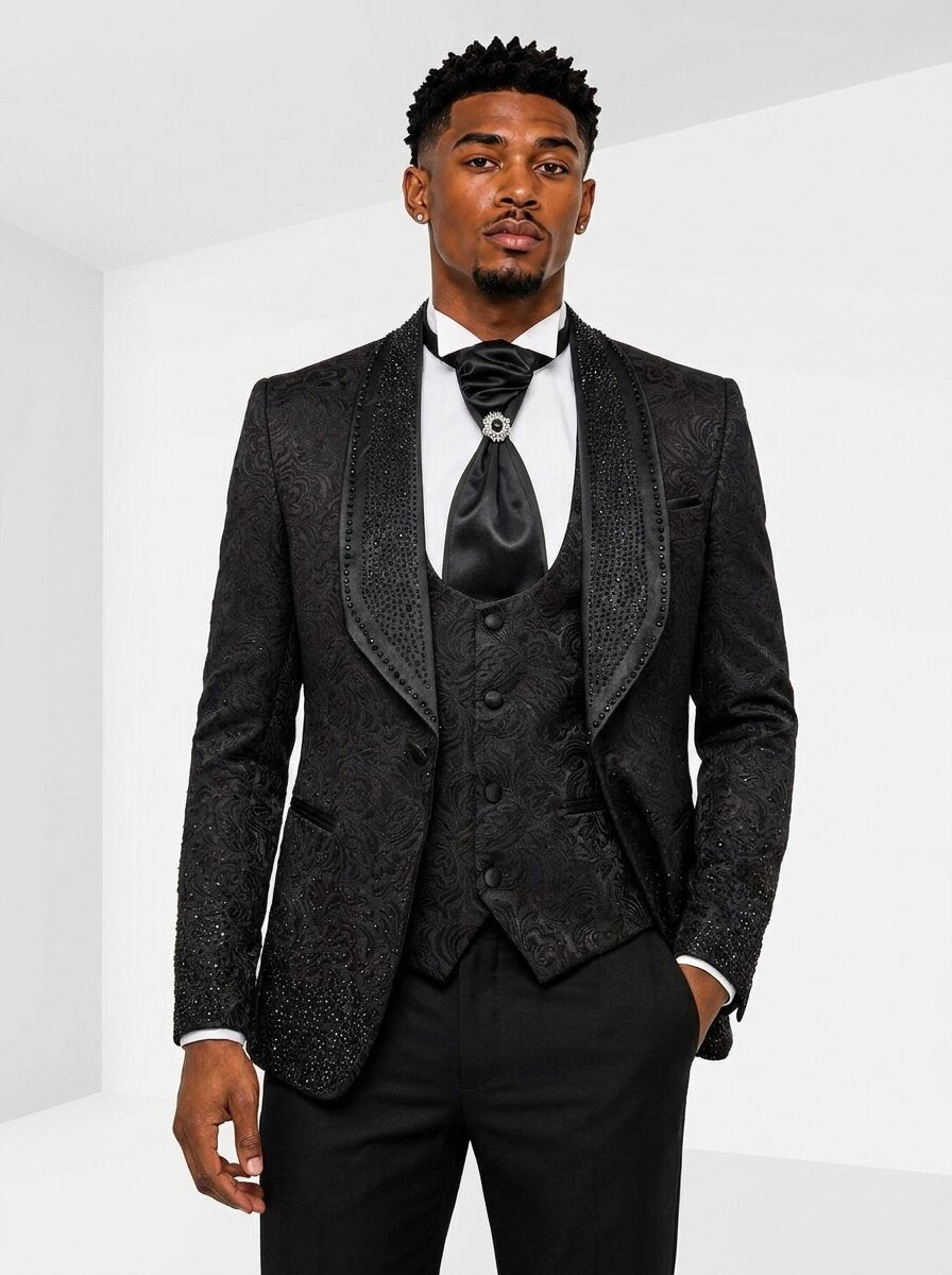 Men's Rhinestone Paisley Shawl Lapel Tuxedo