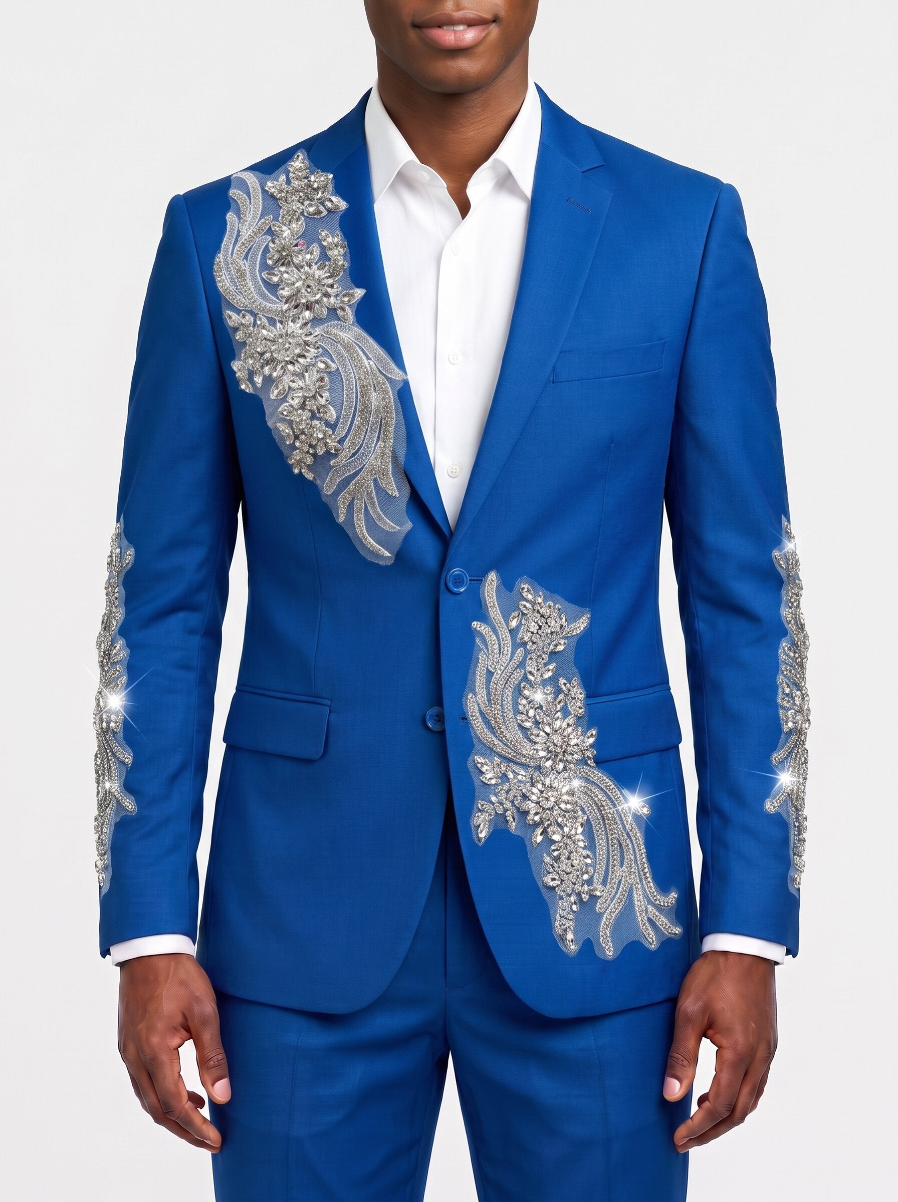 Men's Royal Blue Rhinestone Suit