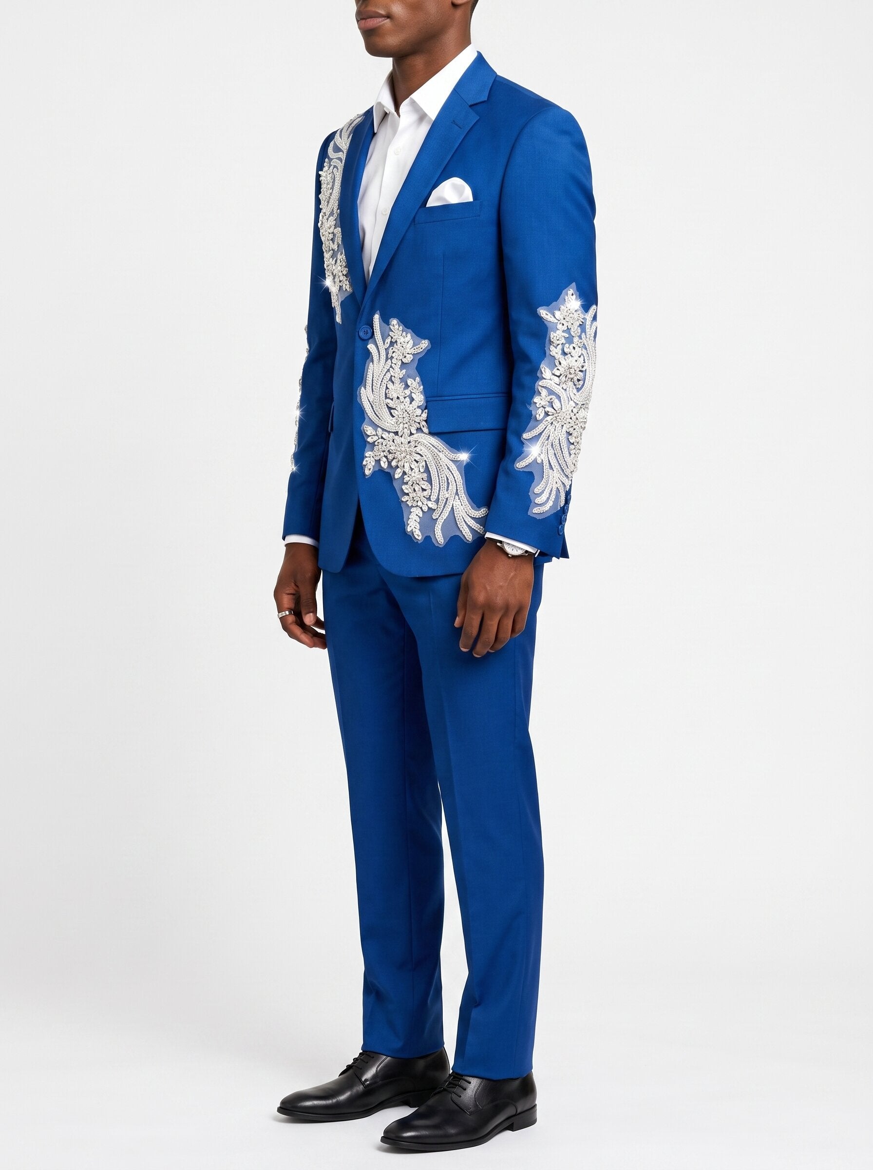 Men's Royal Blue Rhinestone Suit