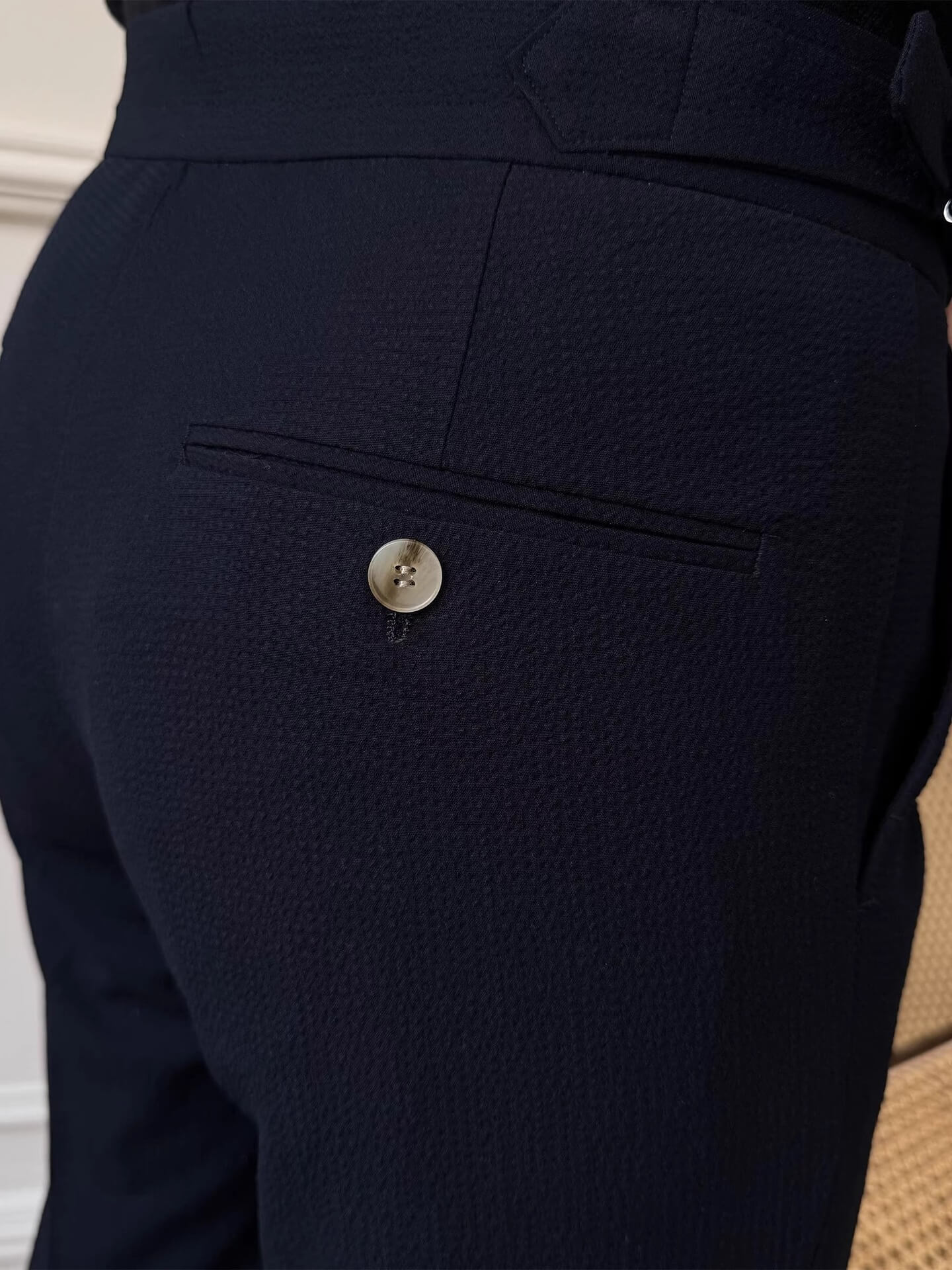 Men’s Seersucker Neapolitan Tailored Dress Pants