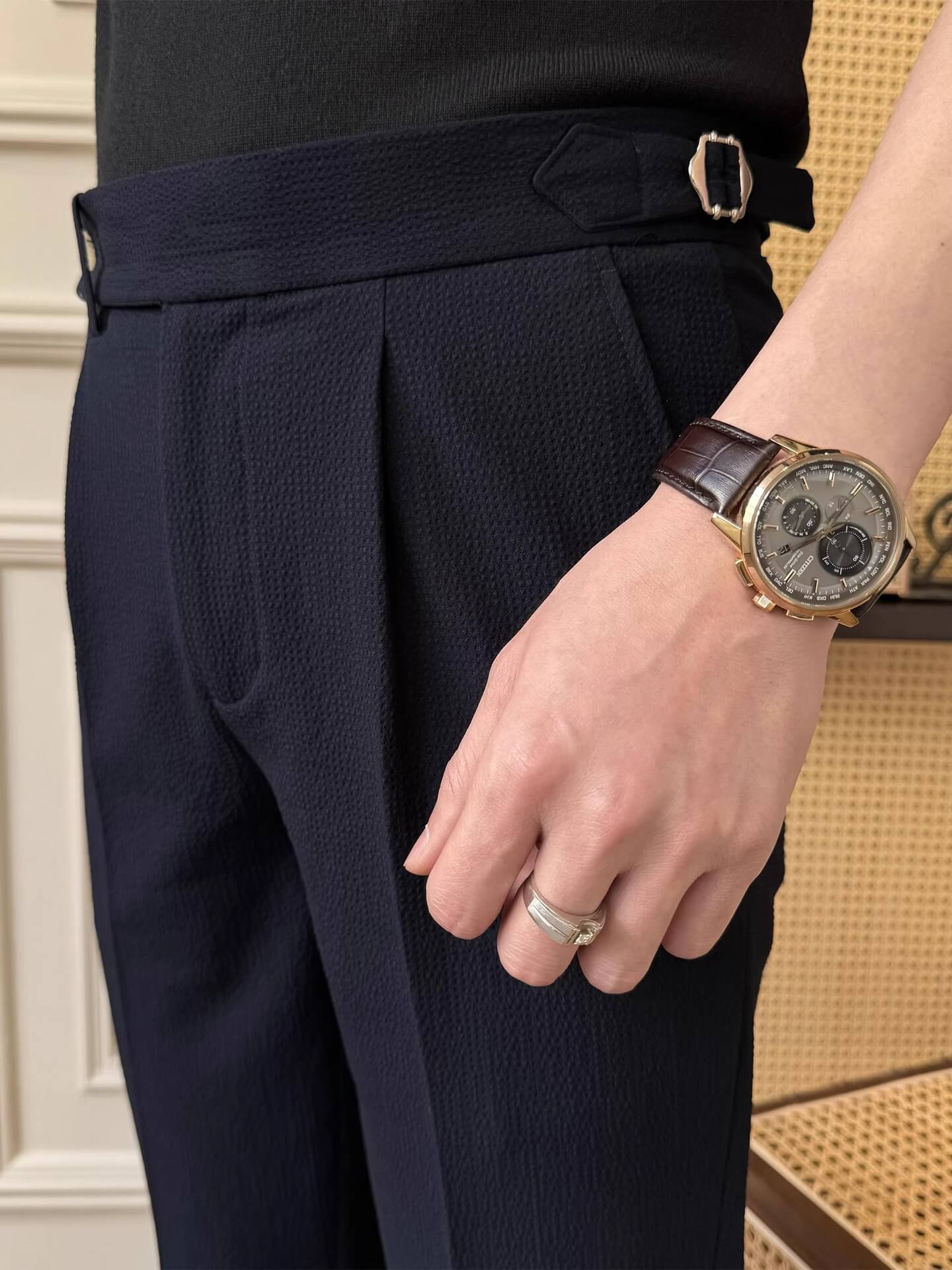 Men’s Seersucker Neapolitan Tailored Dress Pants