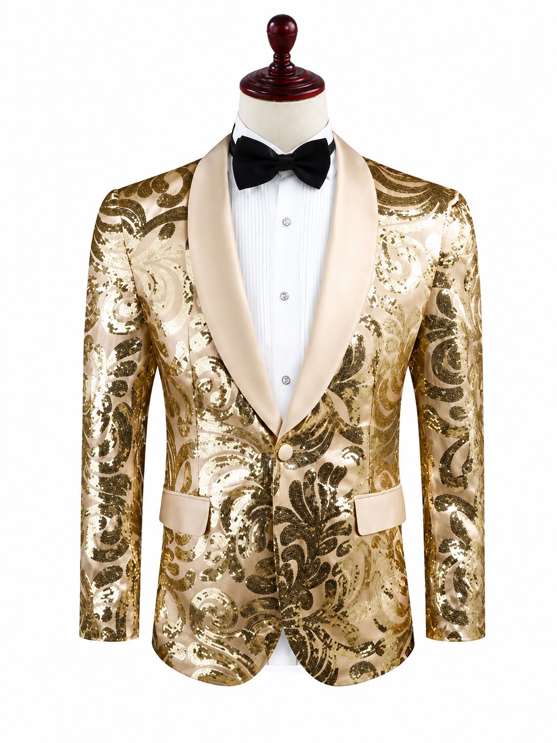 Men's Satin Shawl Lapel Sequin Blazer