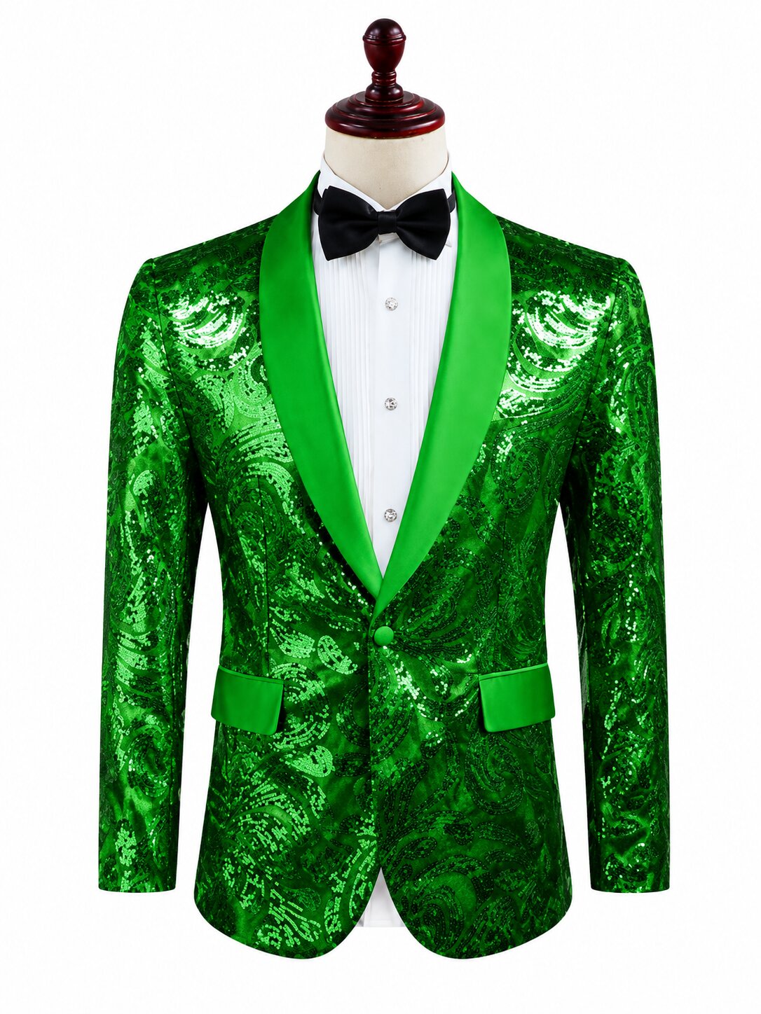 Men's Satin Shawl Lapel Sequin Blazer