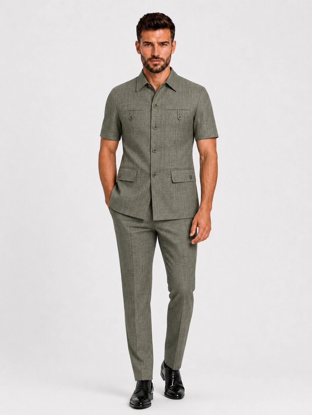Men's Safari Suit Set Short Sleeve