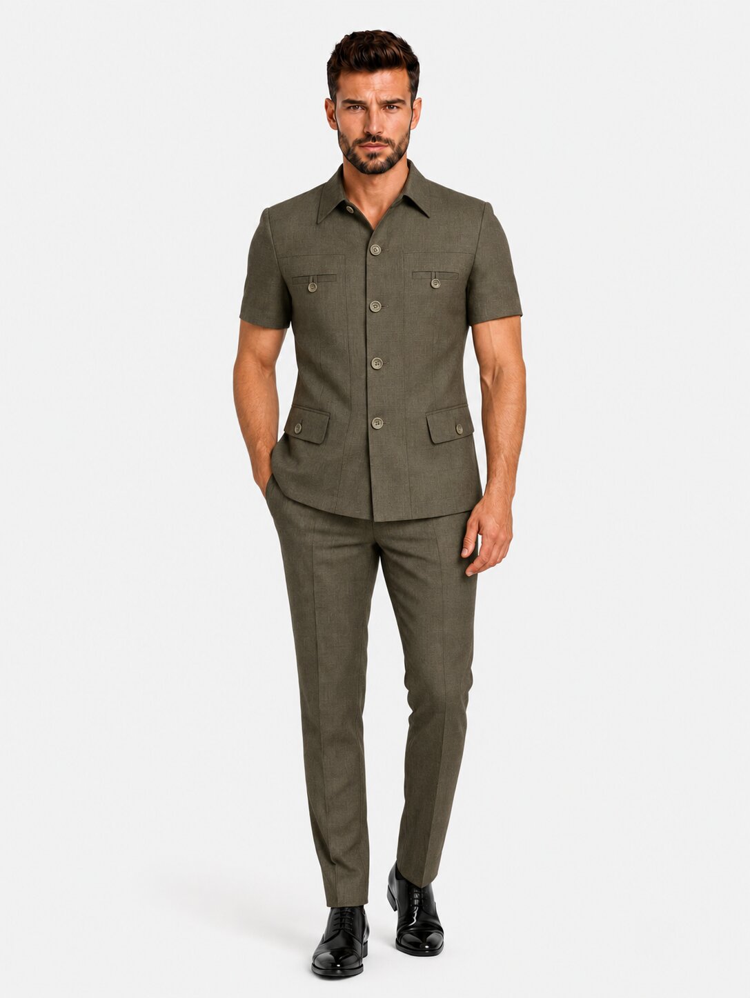 Men's Safari Suit Set Short Sleeve