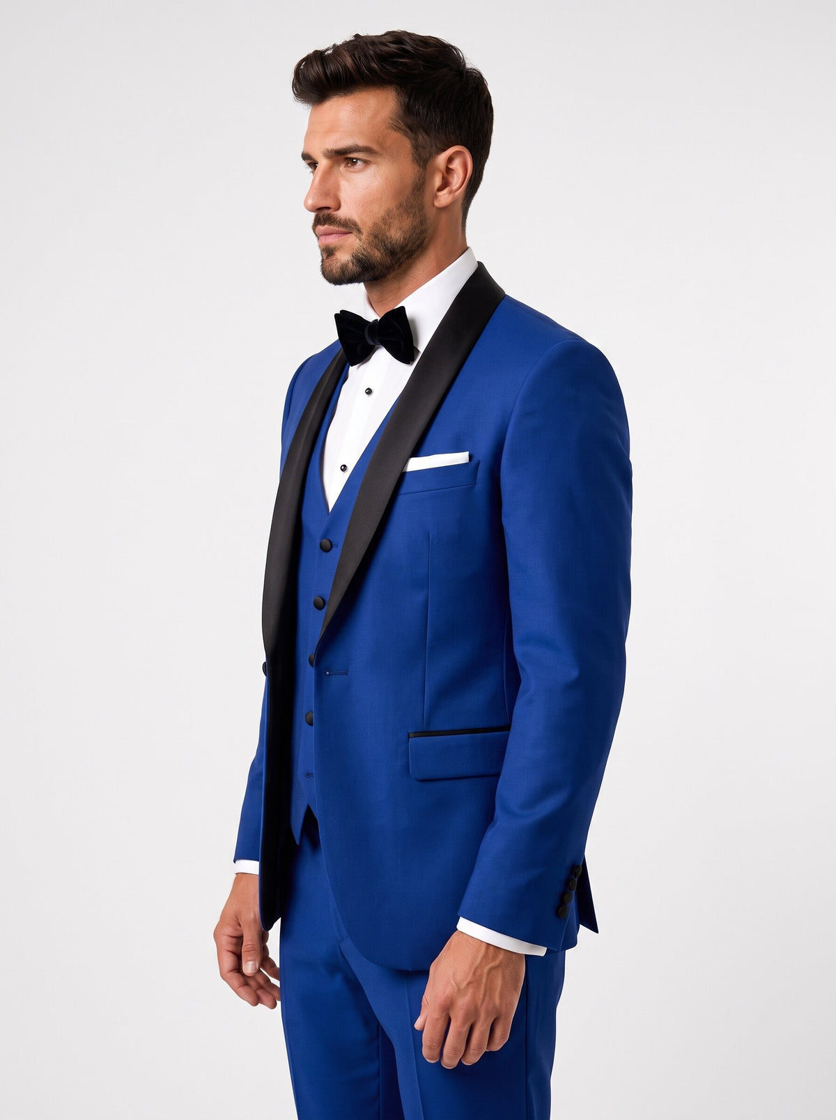 Men’s 3-Piece Wedding Tuxedo with Black Shawl Lapel