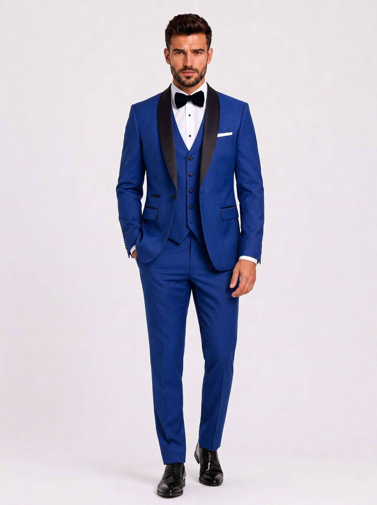Men’s 3-Piece Wedding Tuxedo with Black Shawl Lapel