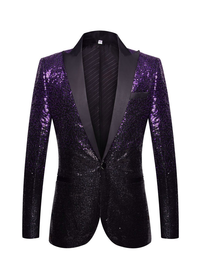 Men's Slim Fit Gradient Sequin Blazer