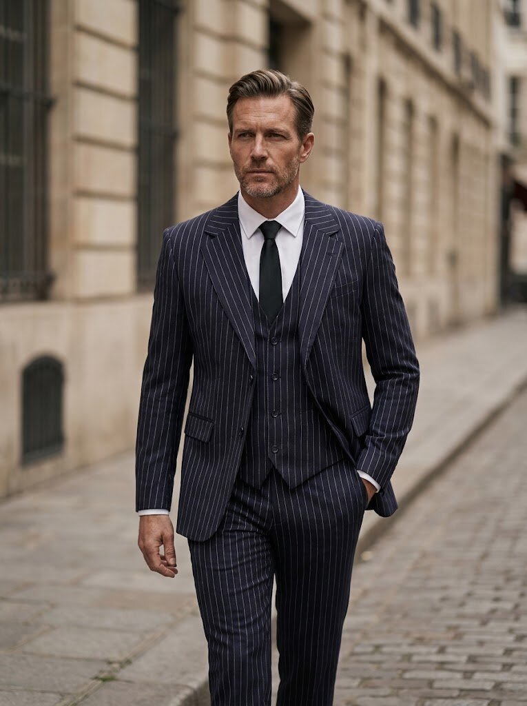 Men’s Striped Suit 3 Piece Set – Professional Office & Meeting Suit