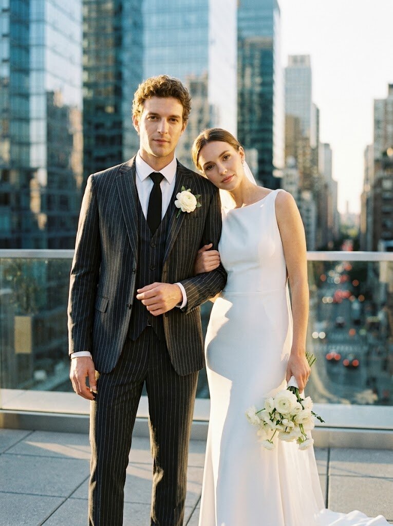 Men’s Striped 3 Piece Suit – Slim Fit Wedding & Business Formal Suit Set