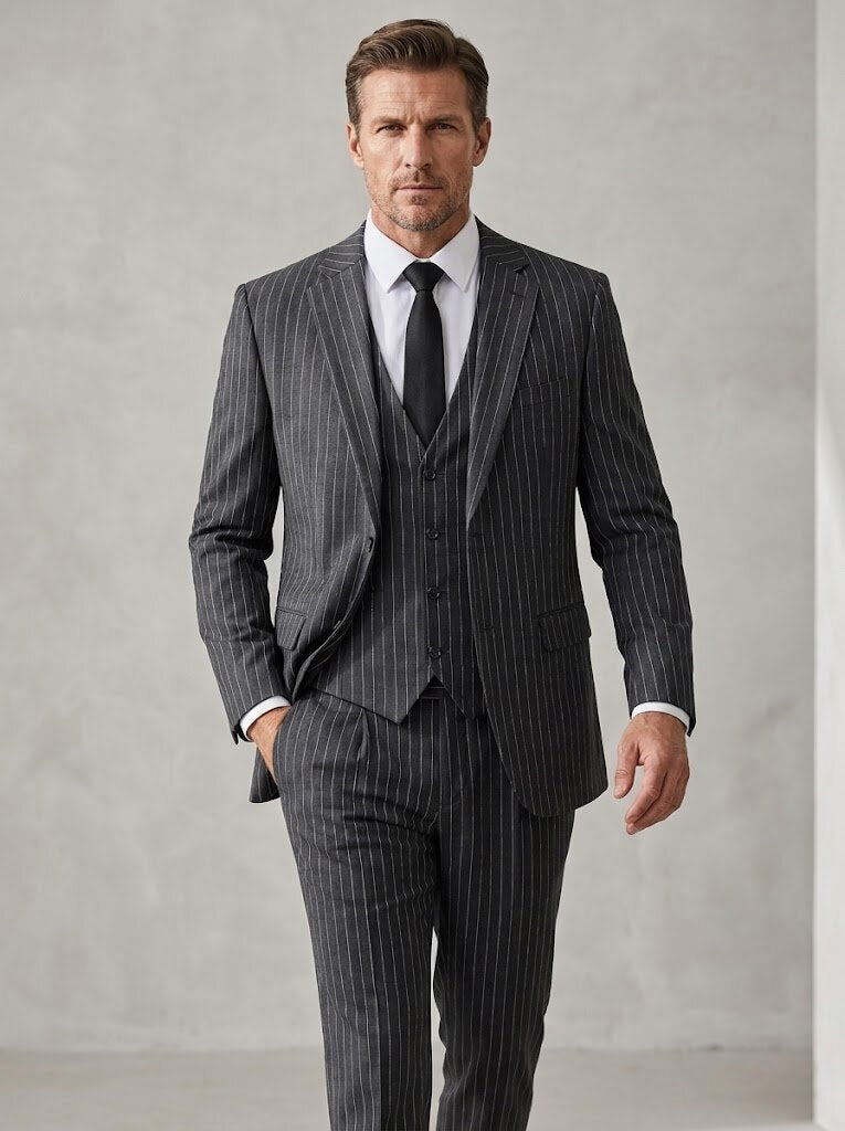 Men’s Striped Suit 3 Piece Set – Professional Office & Meeting Suit