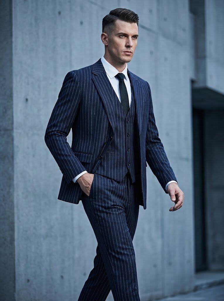 Men’s Striped Suit 3 Piece Set – Professional Office & Meeting Suit