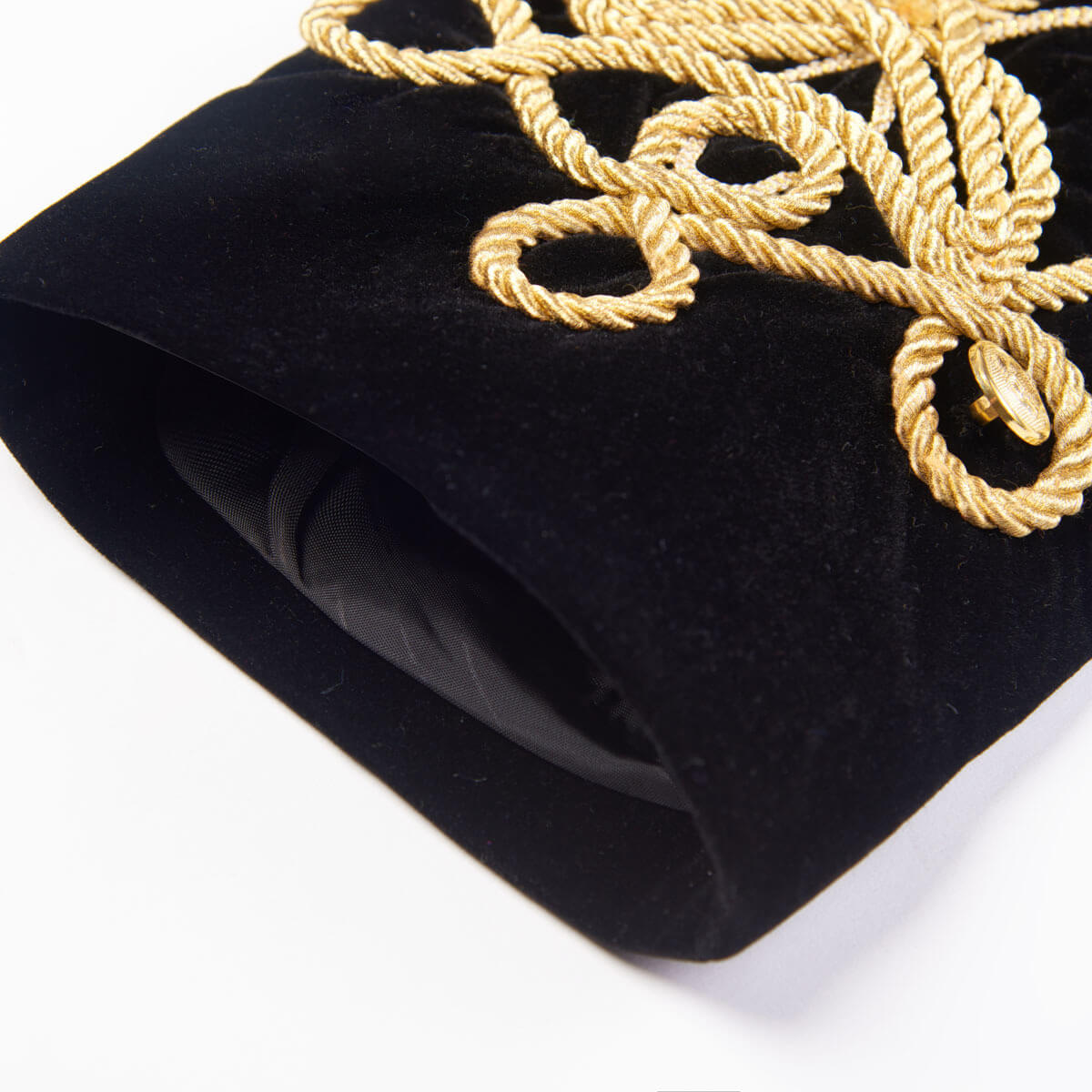 MoranX Men's Black Velvet Jacket with Gold Embroidery & Decorative Cord Buttons