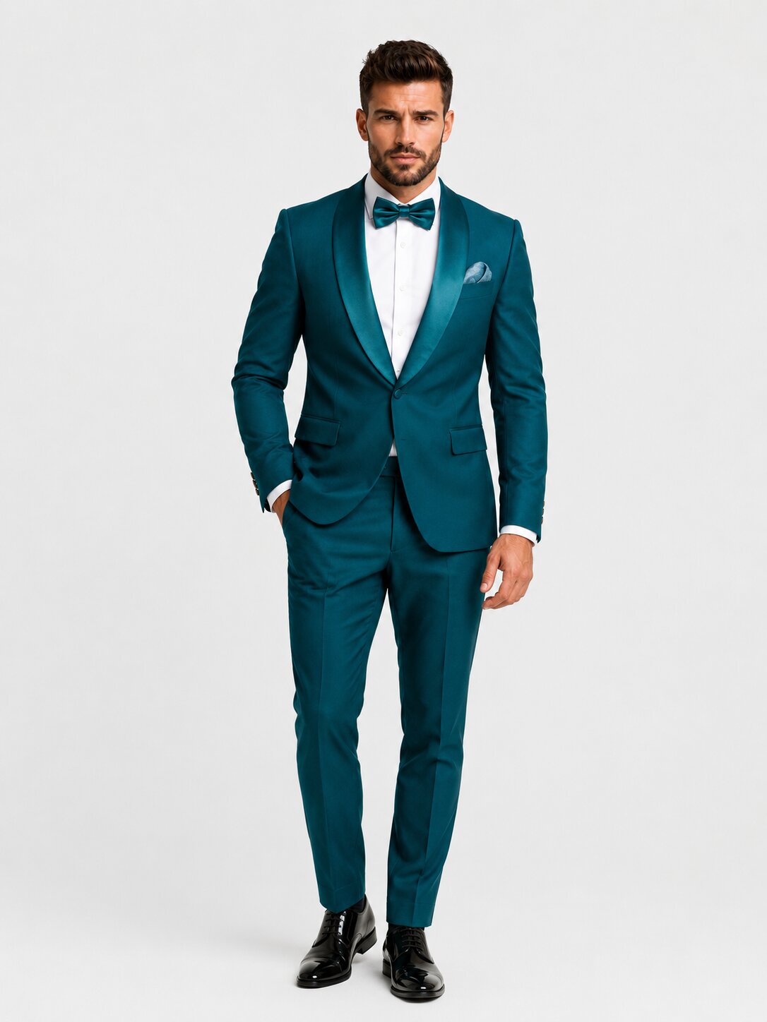 Teal Slim Fit Shawl Lapel 2-Piece Tuxedo