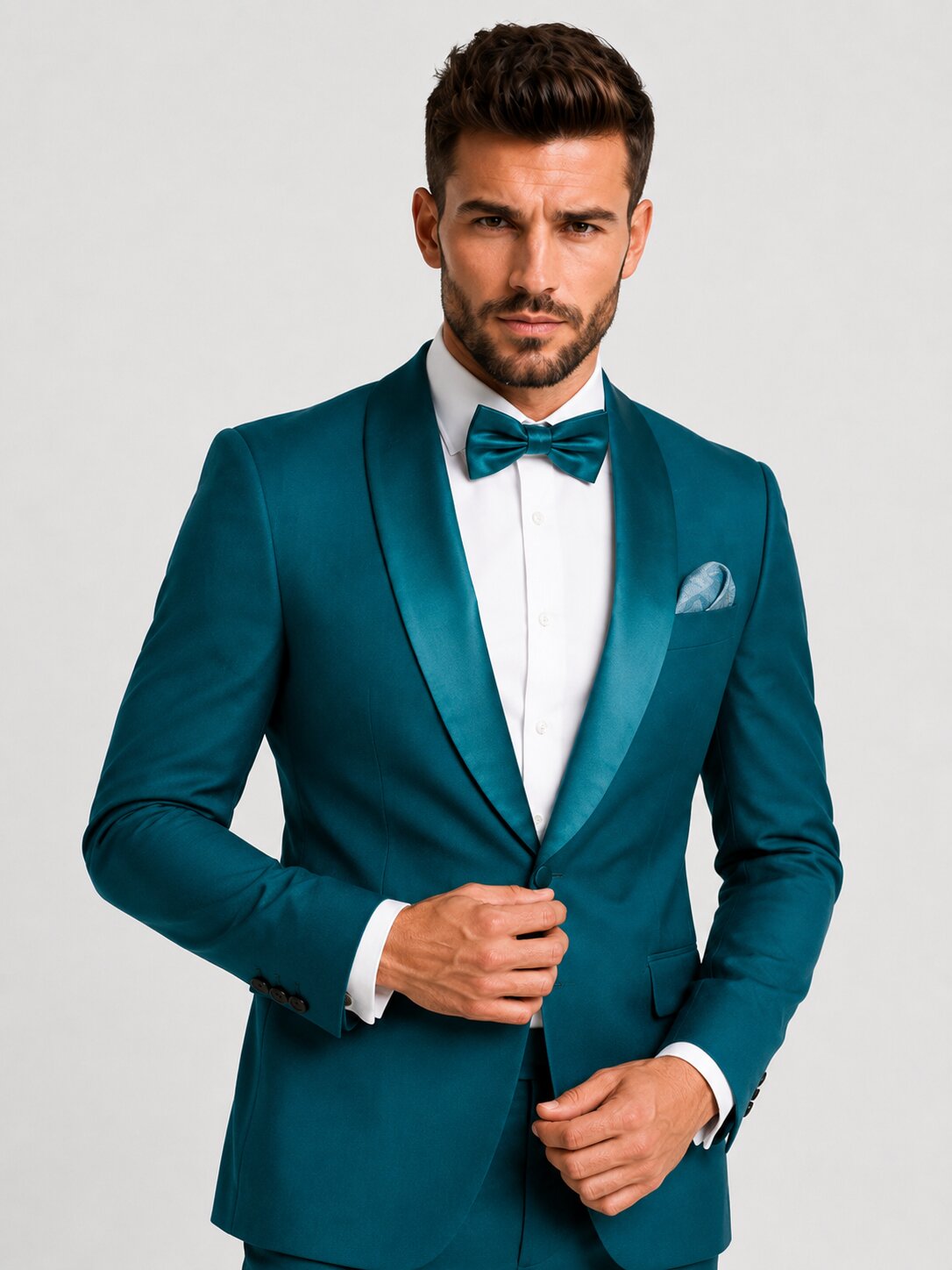 Teal Slim Fit Shawl Lapel 2-Piece Tuxedo