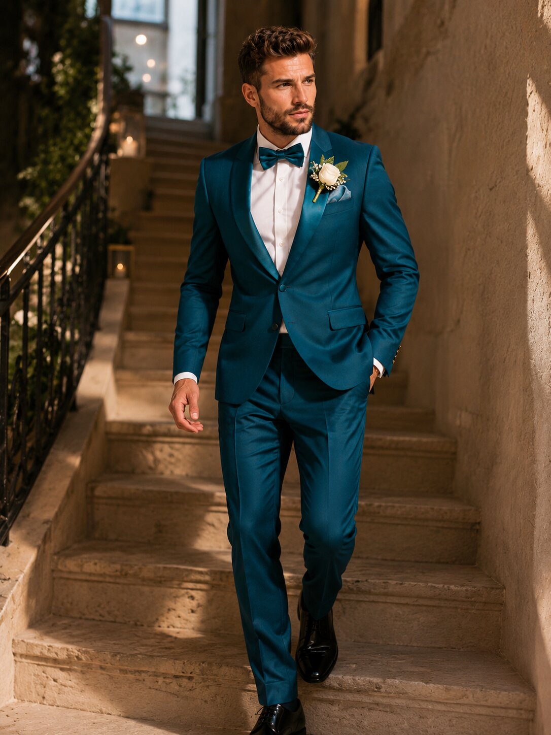 Teal Slim Fit Shawl Lapel 2-Piece Tuxedo