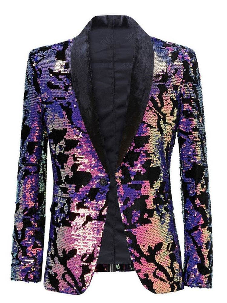Men's Velvet Sequin Prom Blazer