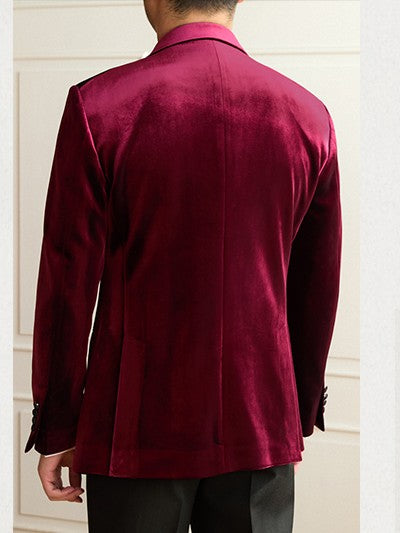 Men’s Velvet Tuxedo Suit with Black Satin Peak Lapels