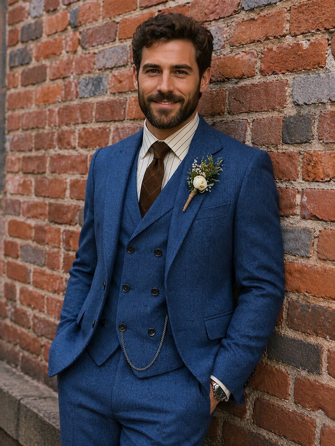 Men’s Vintage Herringbone Suit 3 Piece