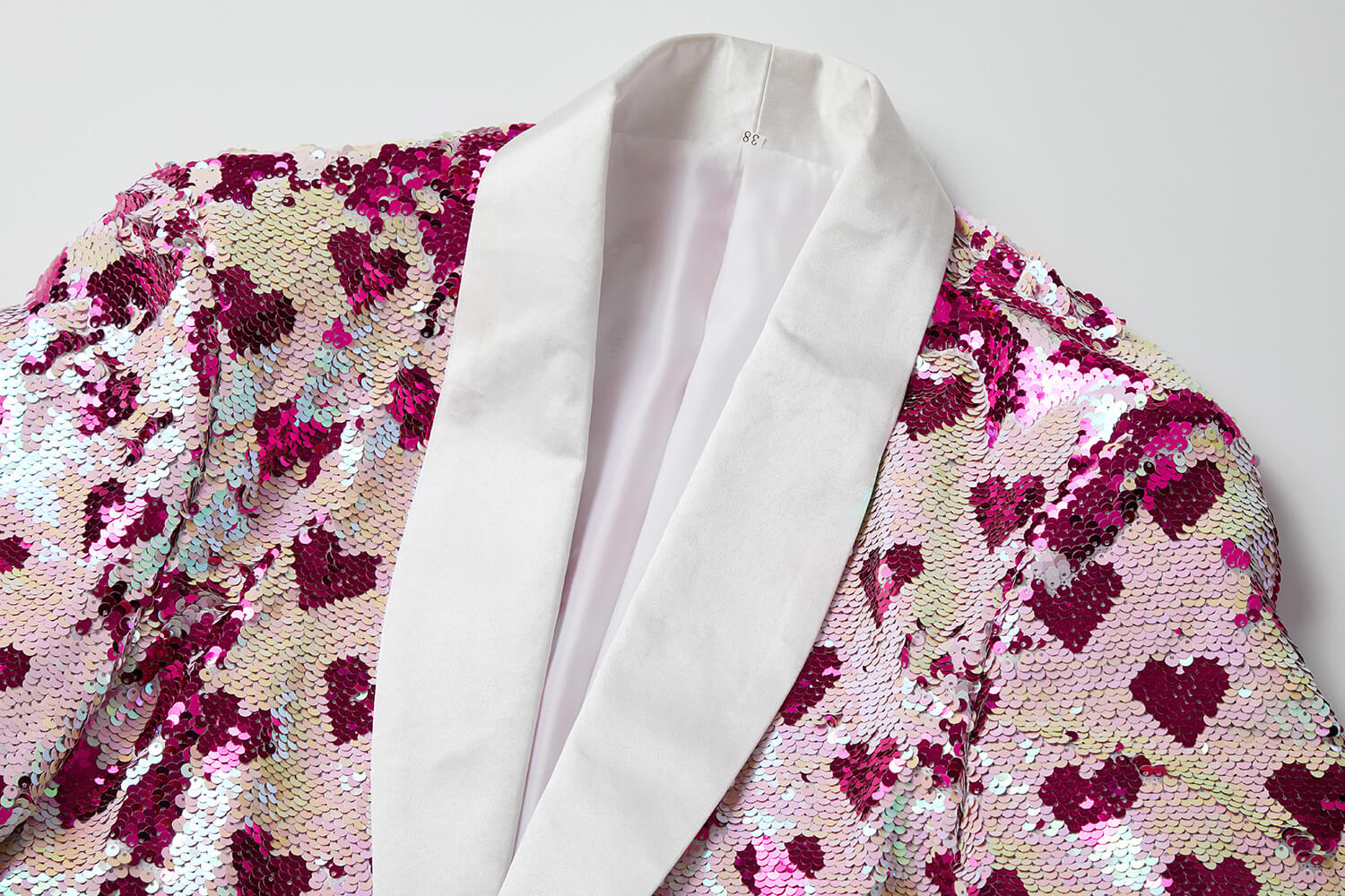 Men's White Pink Heart Sequin Blazer