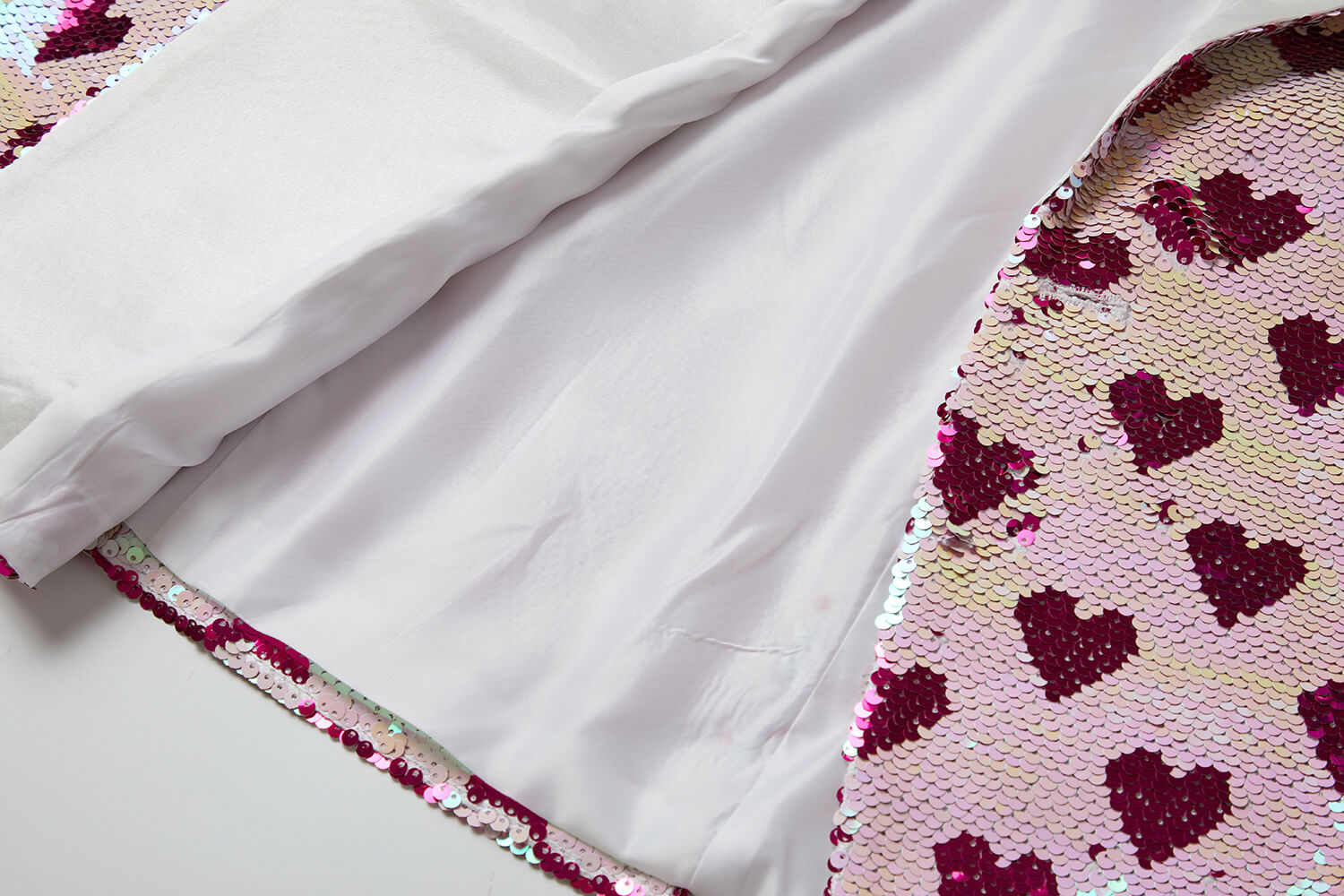 Men's White Pink Heart Sequin Blazer